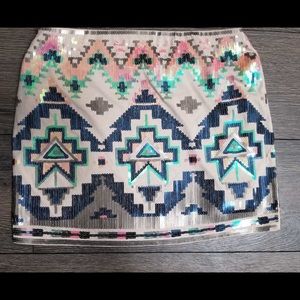 Express Sequined Aztec Miniskirt